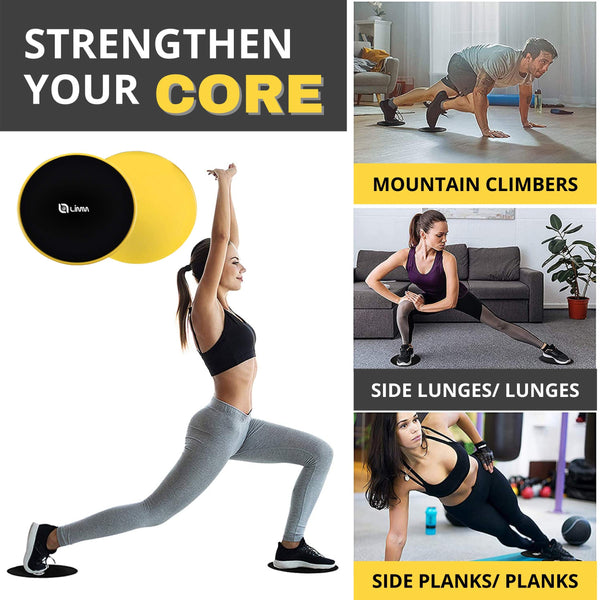 Yellow Core Sliders for Working Out - Exercise Sliders Fitness Set of 2