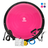 Pink Half Ball Balance Trainer - Half Yoga Ball with Resistance Bands Handle and Jump Rope