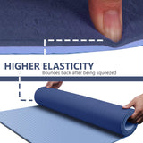 Blue Yoga Mat Fitness Mat - TPE Yoga Mat with Strap for Home Gym