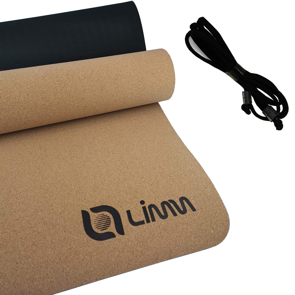 Limm Premium Black Cork Yoga Mat Thick