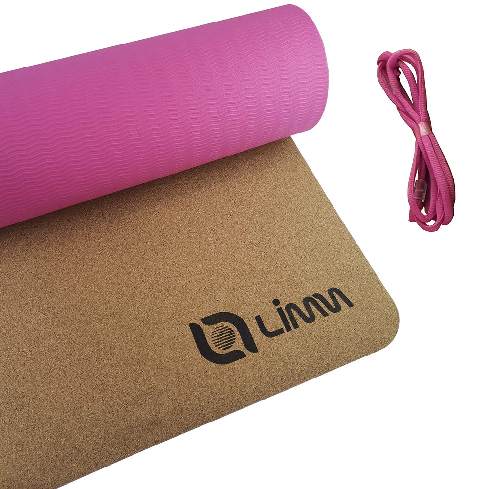 Limm Premium Pink Cork Yoga Mat Thick