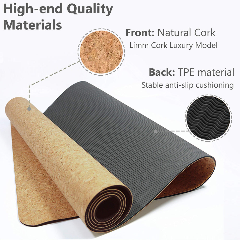 Limm Luxury Black Cork Yoga Mat Thick