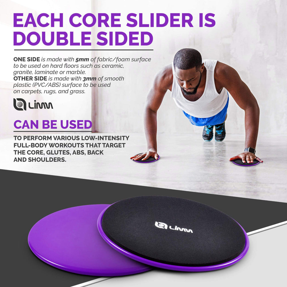 Limm Exercise Discs with Free Carry Bag and Workout Ebook (Set of 2) | Gym  Sliders for Ab Training, Core Stability, Legs, Full Body | Double-Sided