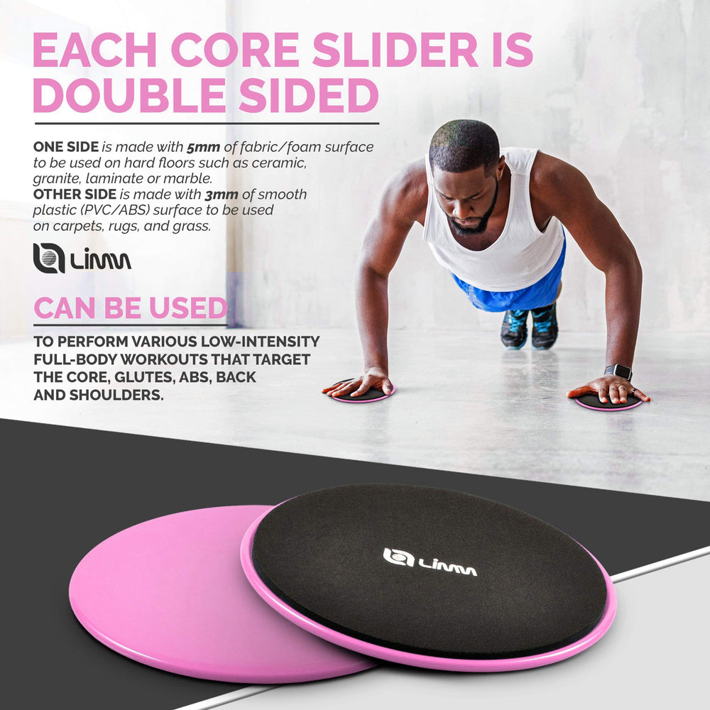 Pink Core Sliders for Working Out - Exercise Sliders Fitness Set of 2