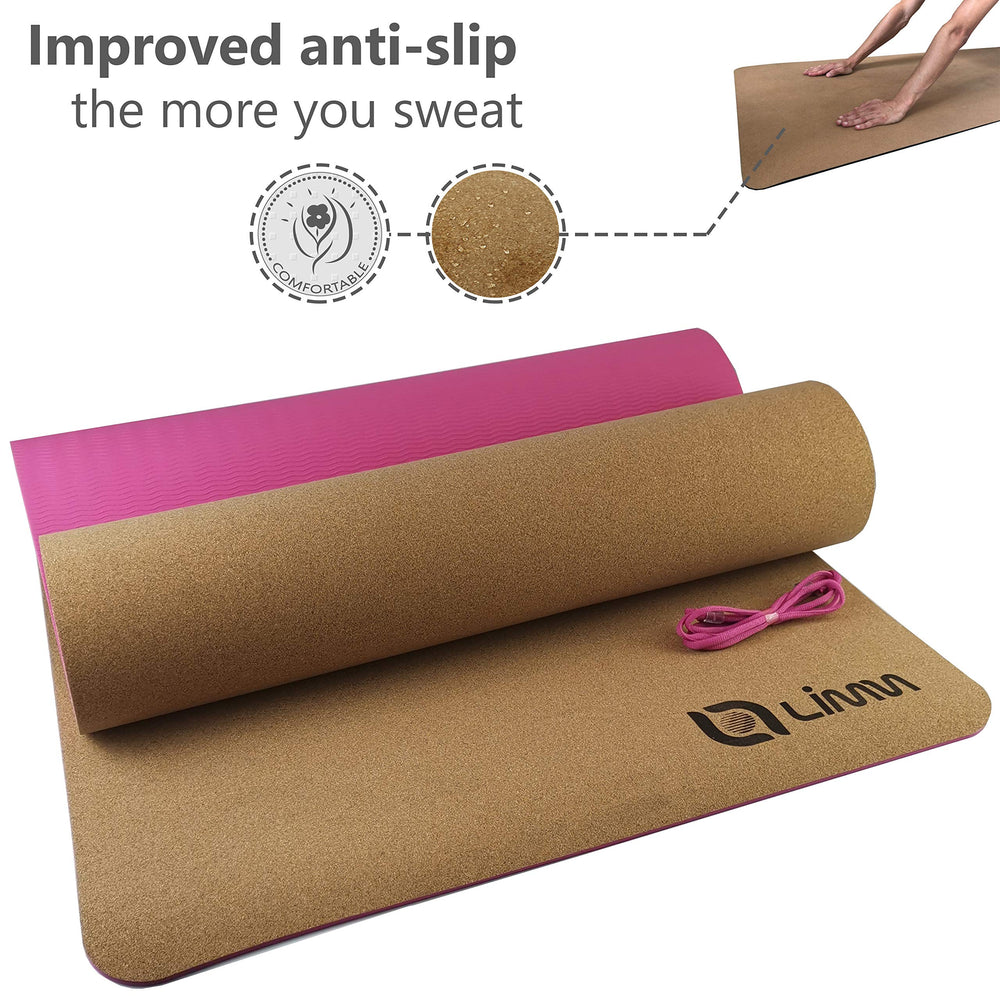 Limm Premium Pink Cork Yoga Mat Thick - Natural Yoga Mat