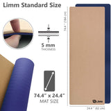 Limm Premium Blue Cork Yoga Mat Thick - Natural Yoga Mat