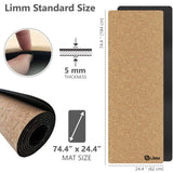 Limm Luxury Black Cork Yoga Mat Thick - Natural Yoga Mat