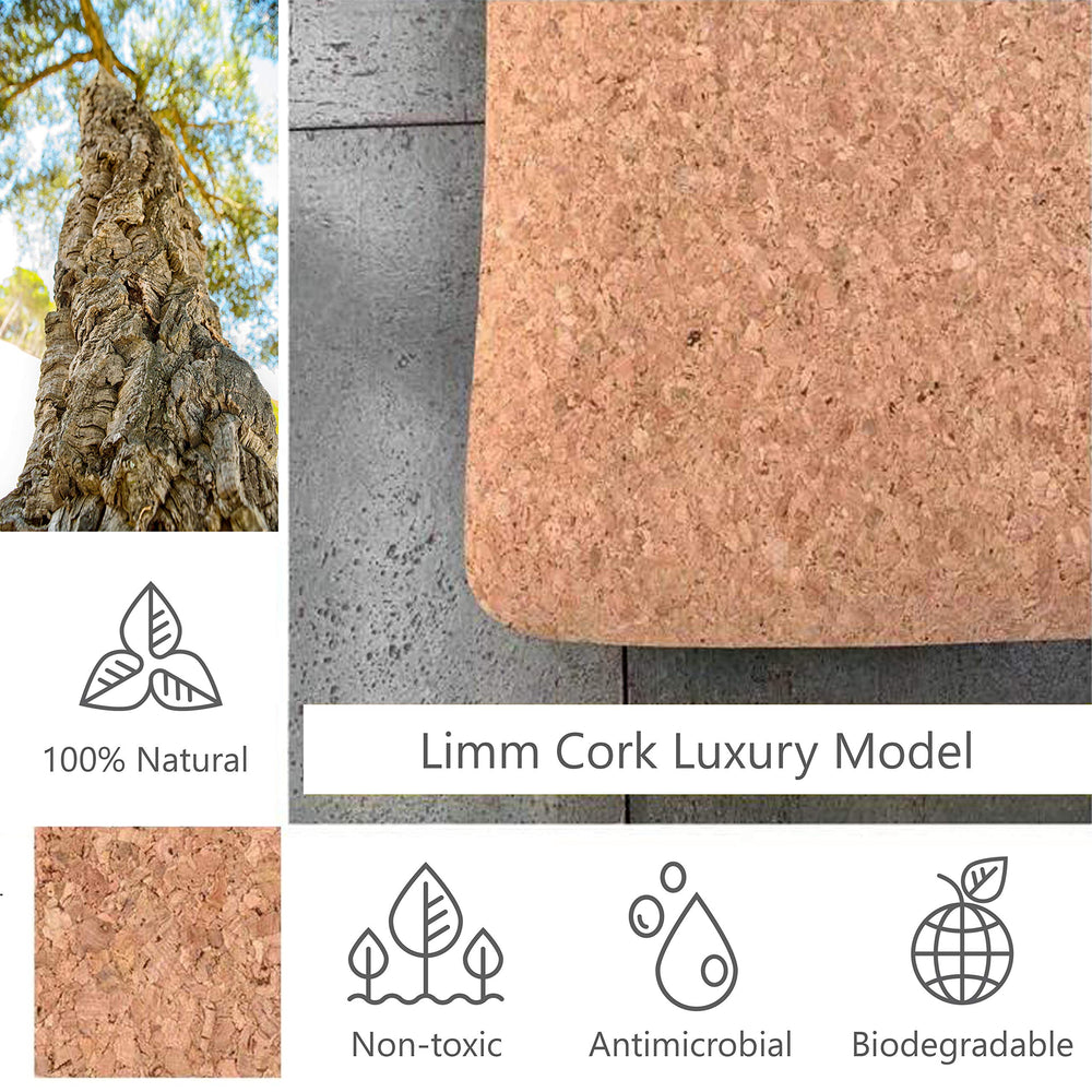 Limm Luxury Black Cork Yoga Mat Thick - Natural Yoga Mat