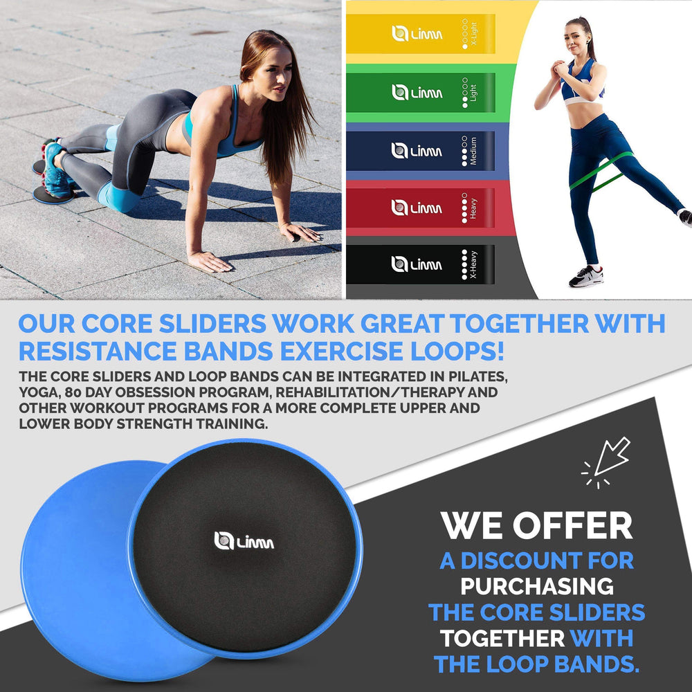 Blue Core Sliders for Working Out - Exercise Sliders Fitness Set of 2