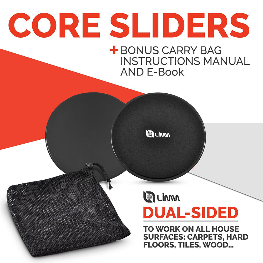 Exercise Core Sliders, Dual Sided Exercise Gliding Discs Use on Carpet or Hardwood Floors