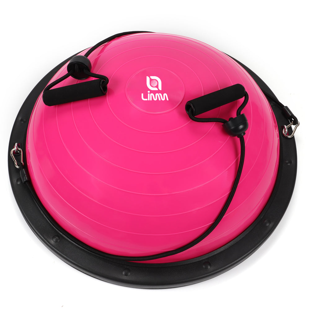 Pink Half Ball Balance Trainer - Half Yoga Ball with Resistance Bands Handle and Jump Rope