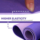 Purple Yoga Mat Fitness Mat - TPE Yoga Mat with Strap for Home Gym