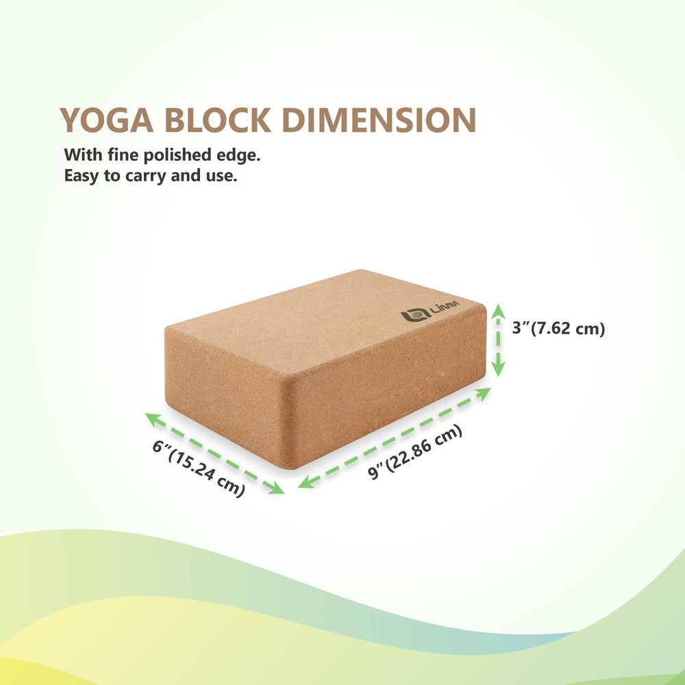 2 Packs Cork Yoga Blocks - Natural and Sustainable Cork Yoga Brick for Supporting Yoga Poses - 3 x 6 x 9 Inches