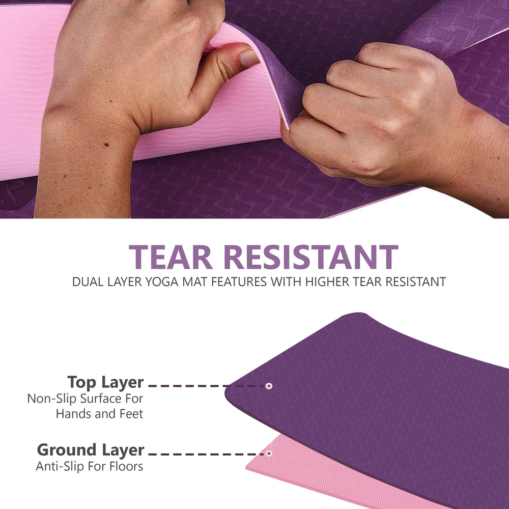 FITPRO Yoga Mat Pink & Purple TPE, Anti-Slip