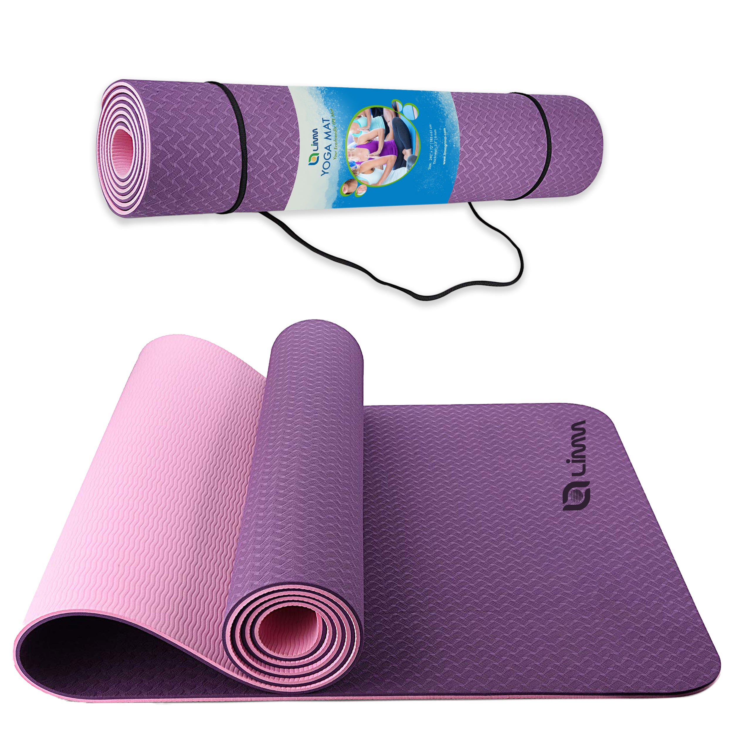 INNHOM YOGA MAT DOUBLE SIDED PINK & PURPLE 5/16 x 6 FT. BRAND NEW