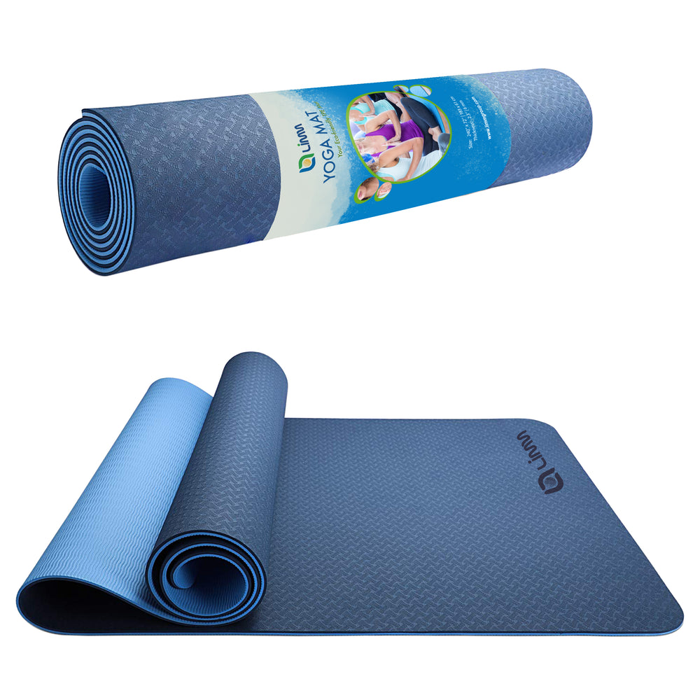 Yoga mat for exercise & fitness - Blue. Colour: blue
