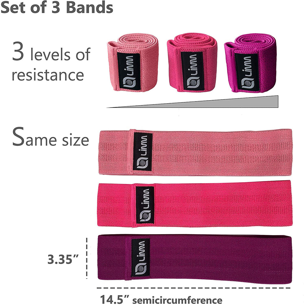 Bundle of Pink Limm Resistance Bands Exercise Loops (Set of 5, 12-inch Workout Bands) and Limm Booty Bands
